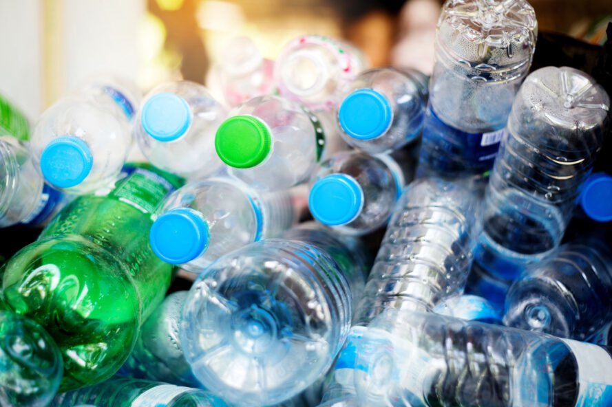 pile of empty plastic water bottles