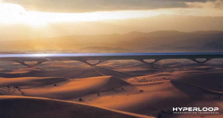 rendering of Hyperloop in the desert