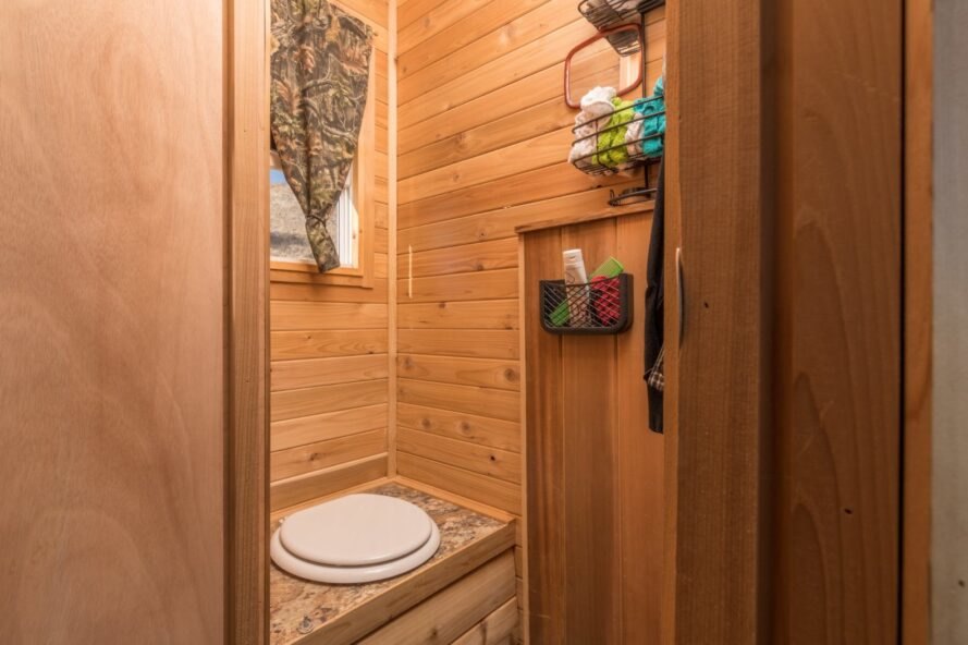 bathroom in tiny house boat