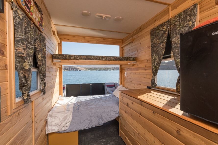interior living space of tiny house boat